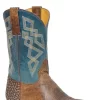 'Roper' Men's 11" Merritt Western Square Toe - Waxy Tan / Burnish Blue