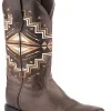 'Roper' Women's Monterey Aztec Western Square Toe - Brown / Aztec