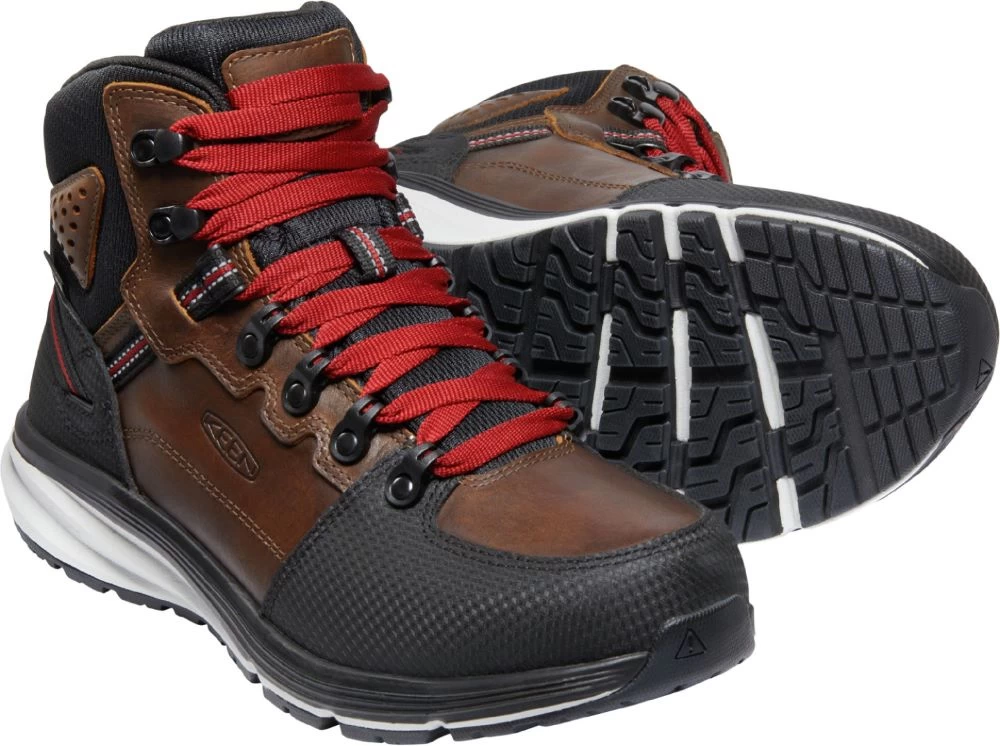 'Keen Utility' Men's Red Hook EH WP Mid Hiker Soft Toe - Tobacco / Black - Image 5