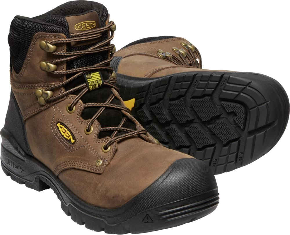 'Keen Utility' Men's 6" Independence EH WP Soft Toe - Dark Earth / Black - Image 5