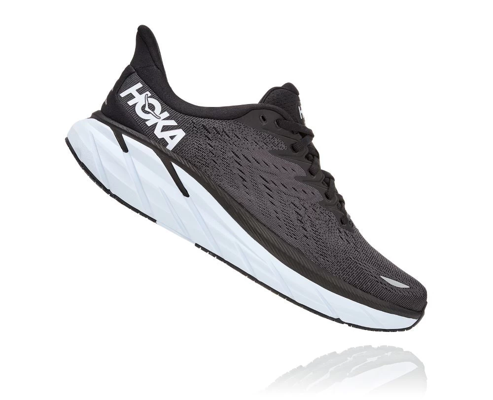 'HOKA' Men's Clifton 8 - Black / White - Image 4