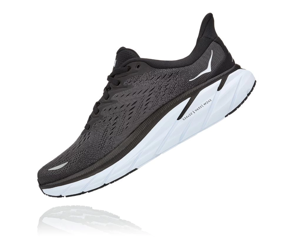 'HOKA' Men's Clifton 8 - Black / White - Image 5