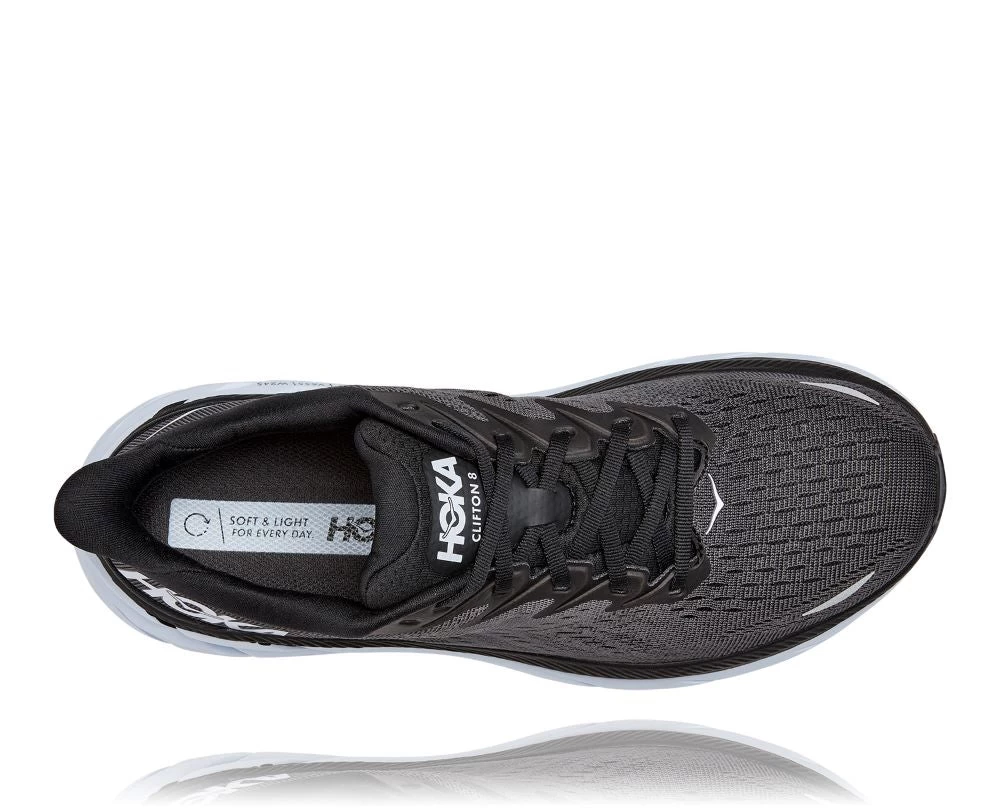 'HOKA' Men's Clifton 8 - Black / White - Image 2