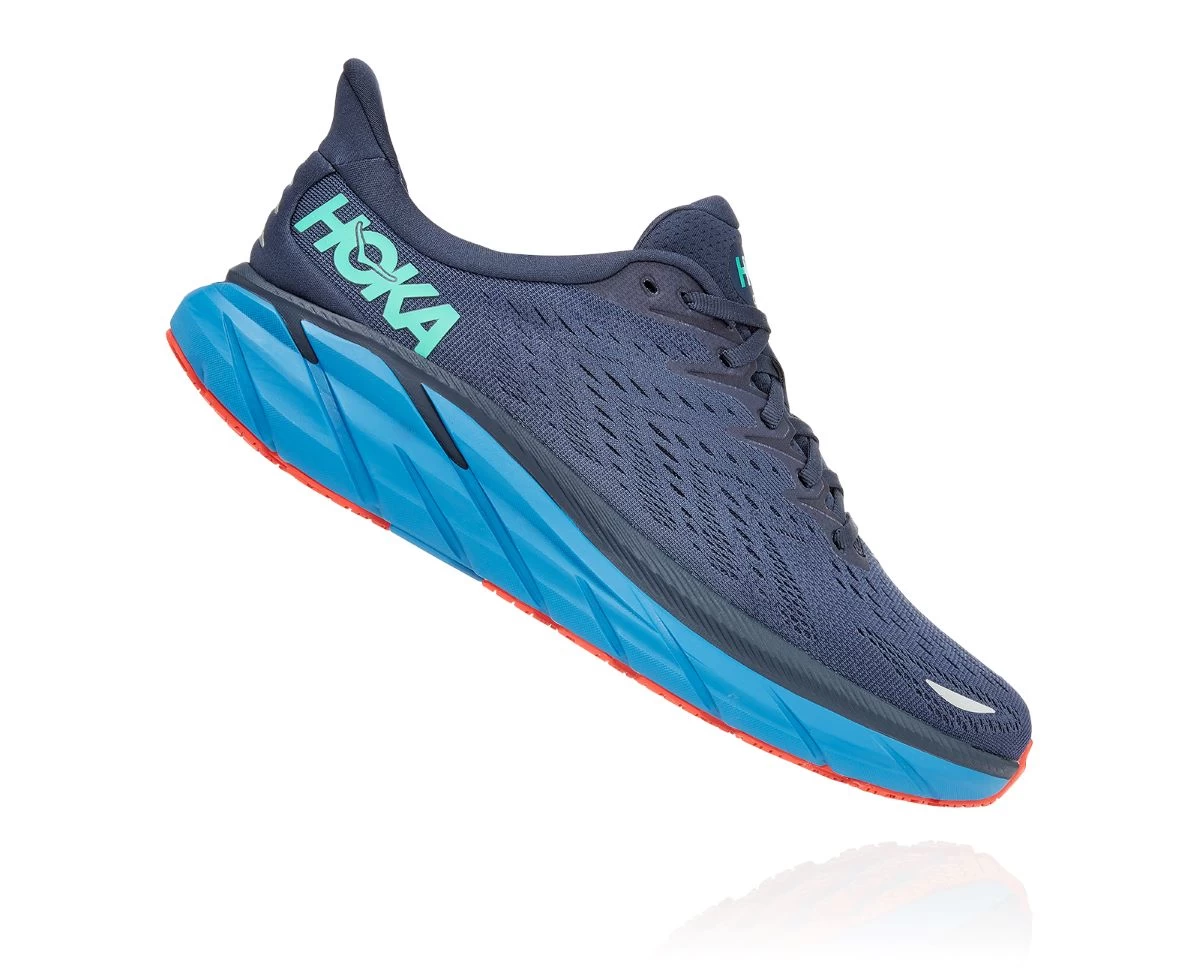 'Hoka' Men's Clifton 8 - Outer Space / Vallarta Blue - Image 6