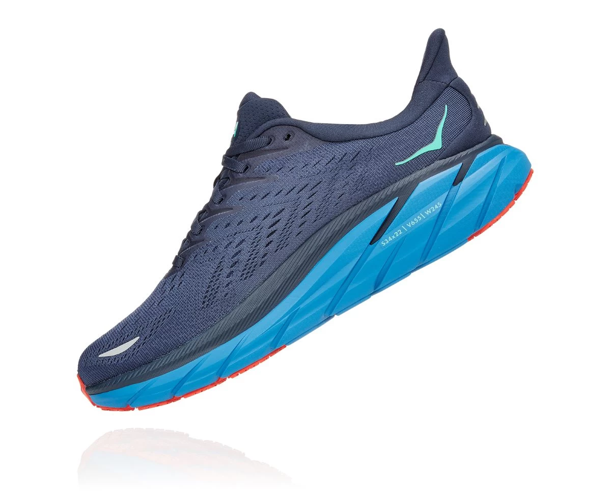 'Hoka' Men's Clifton 8 - Outer Space / Vallarta Blue - Image 5