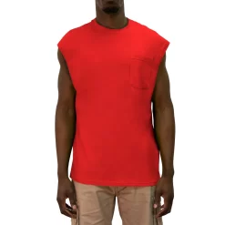 'KEY' Men's Blended Sleeveless Pocket Tee - Red