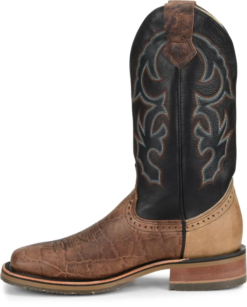 'Double H' Men's 12" Grissom SR Square Toe I.C.E. ™ Roper - Kenia Cognac / Summer Tan / Black - Image 7