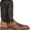 'Double H' Men's 12" Grissom SR Square Toe I.C.E. ™ Roper - Kenia Cognac / Summer Tan / Black