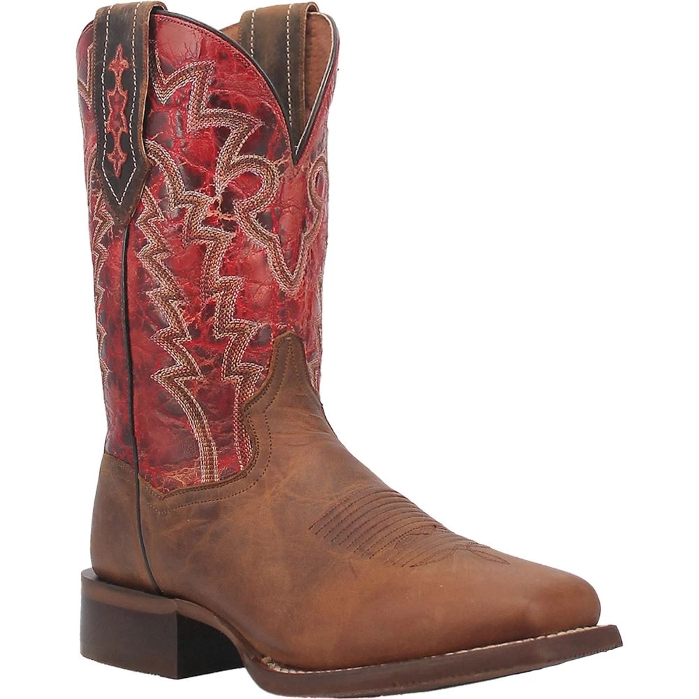 'Dan Post' Men's 11" Killeen Western Square Toe - Tan / Red - Image 6