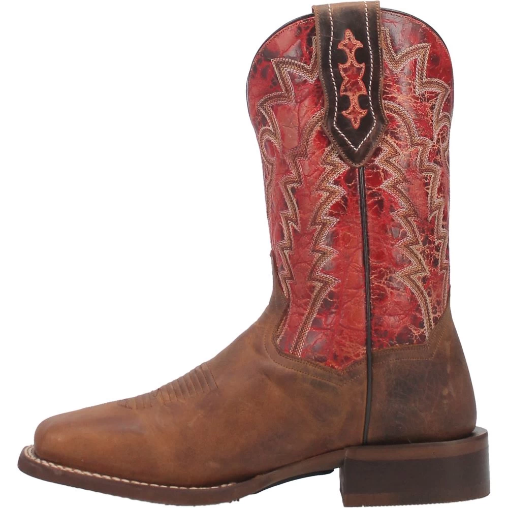 'Dan Post' Men's 11" Killeen Western Square Toe - Tan / Red - Image 10