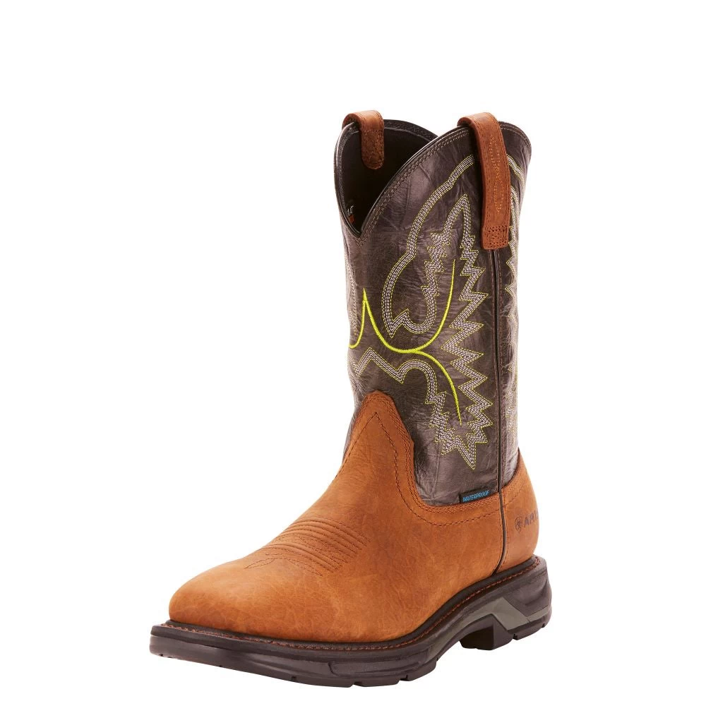 'Ariat' Men's 11" WorkHog XT EH WP Soft Toe - Tumbled Bark / Dark Forest - Image 5