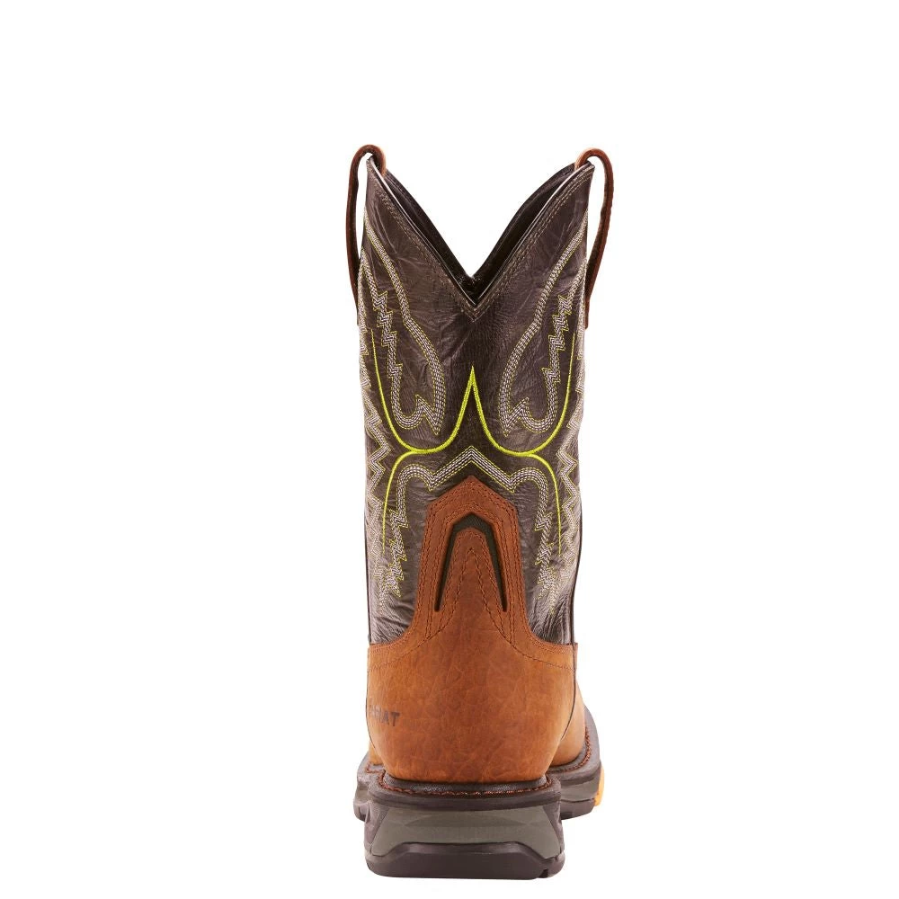 'Ariat' Men's 11" WorkHog XT EH WP Soft Toe - Tumbled Bark / Dark Forest - Image 4