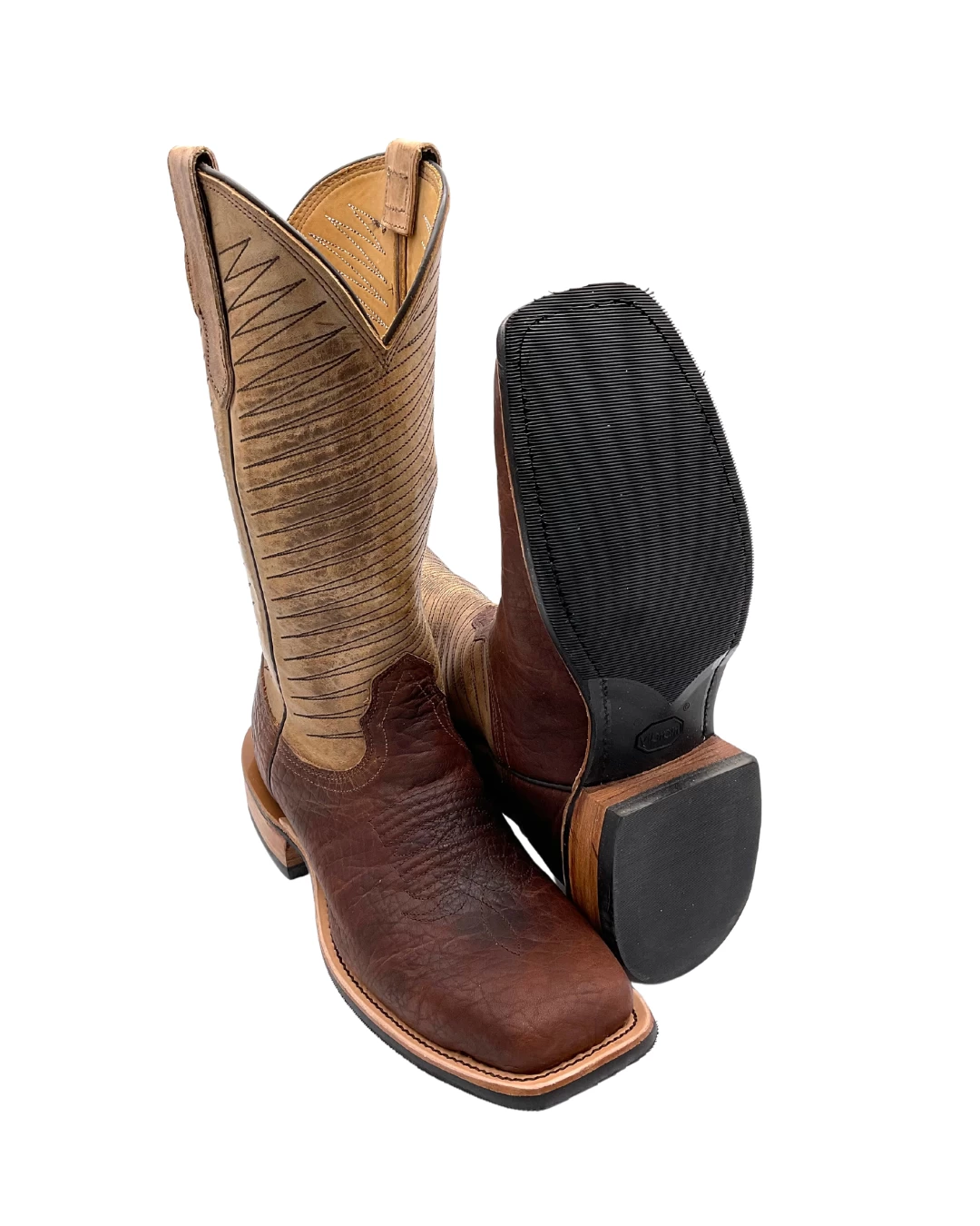 Fenoglio Boots Men's Bison Square Toe - Brown / Tan - Image 3