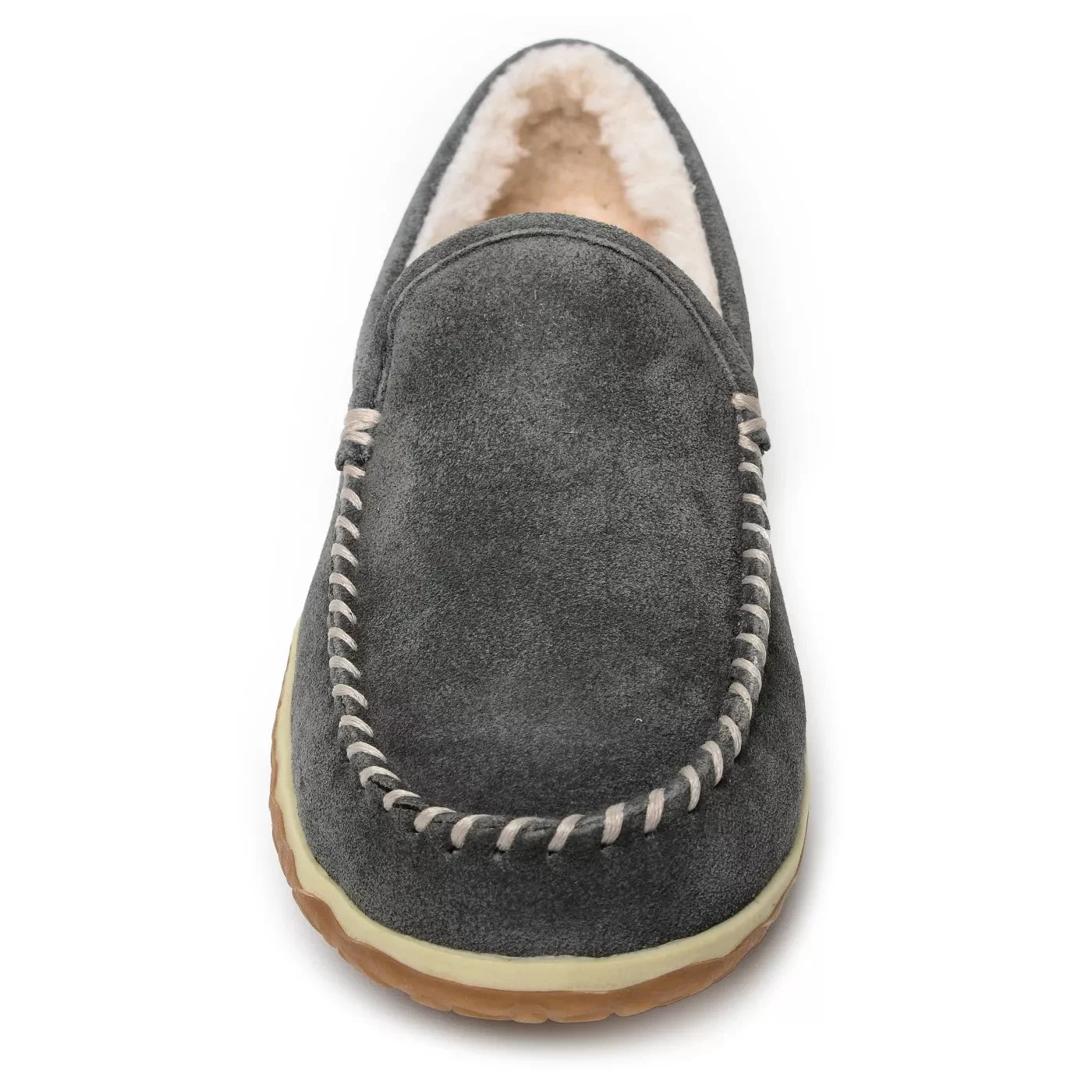 'Minnetonka' Men's Suede Tilden Moc Slipper - Grey - Image 2