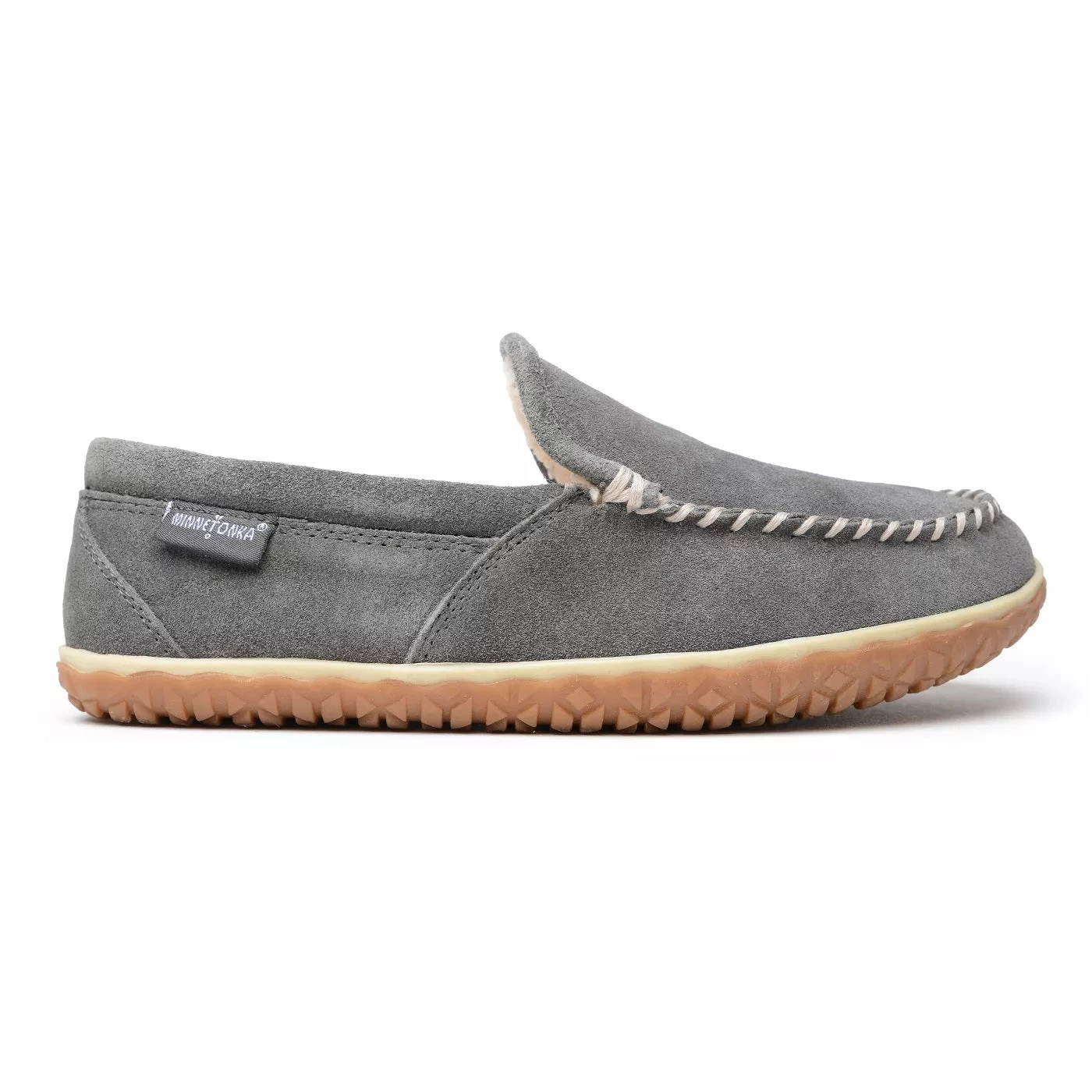 'Minnetonka' Men's Suede Tilden Moc Slipper - Grey - Image 4