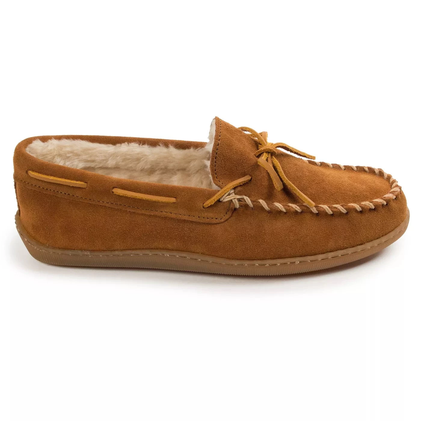 'Minnetonka' Men's Pile Lined Hardsole Moc Slipper - Tan (Ext. Sizes) - Image 5