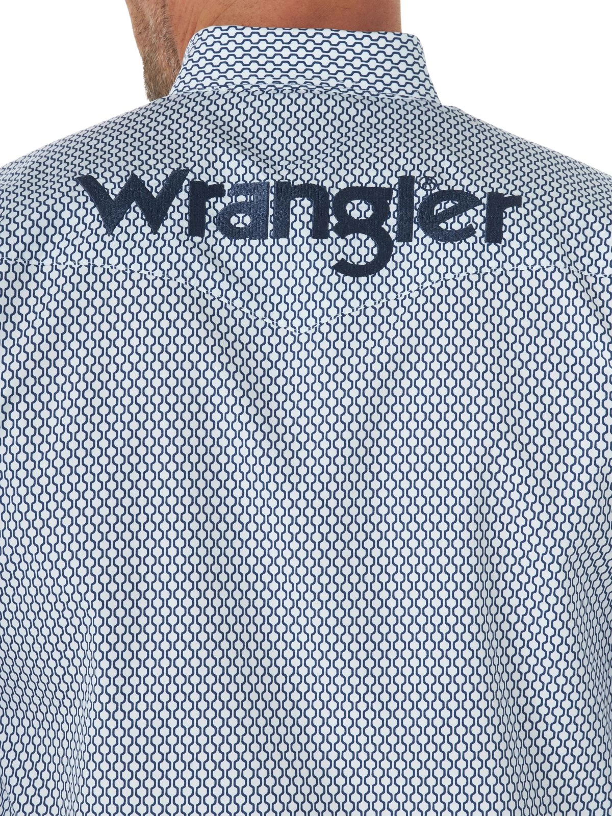'Wrangler' Men's Logo Western Button Down - Blue - Image 5