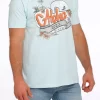 'Cinch' Men's Camp Aloha T Shirt - Heather Light Blue