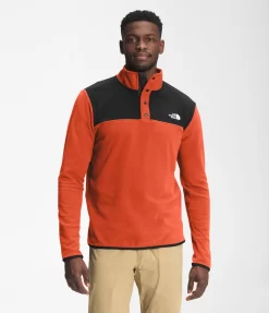 'The North Face' Men's TKA Glacier Snap Pullover - Burnt Ochre / TNF Black