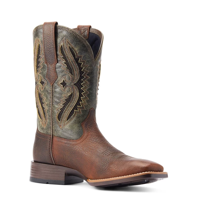 'Ariat' Men's 11" Rowder VentTEK 360° Western Square Toe - Rust / Forest Green - Image 5