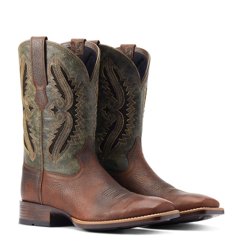'Ariat' Men's 11" Rowder VentTEK 360° Western Square Toe - Rust / Forest Green - Image 6