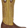 'Tony Lama' Men's 15" Fairview Buckaroo Western Square Toe - Brown / Moss Green
