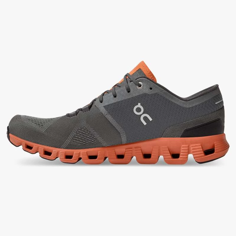 'On Running' Men's Cloud X - Rust / Rock - Image 6