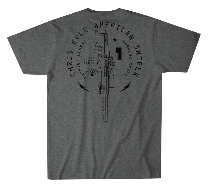 'Howitzer' Men's Chris Kyle Spirit Short Sleeve Tee - Graphite Heather - Image 2