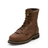 'Justin' Men's 8" Pulley WP Internal Met Guard - Dark Tan